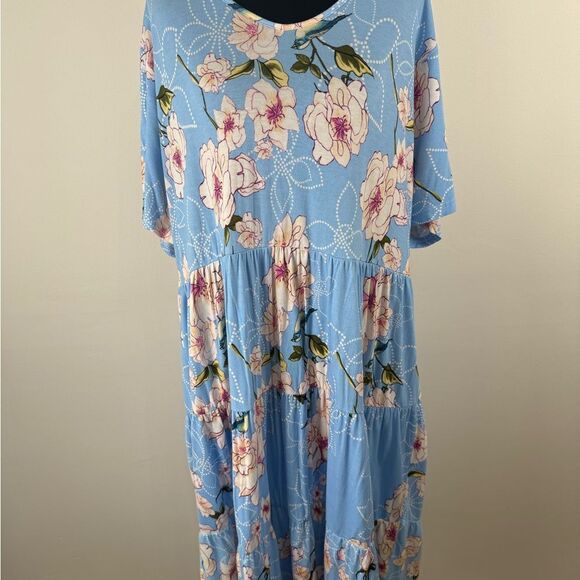 Plus size 3x Floral Blue Dress women’s - Picture 1 of 10